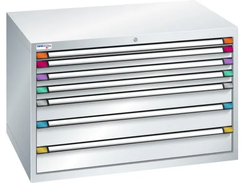 ladekast HxBxD 800x1205x695mm 7laden slot RAL7035 front RAL7035