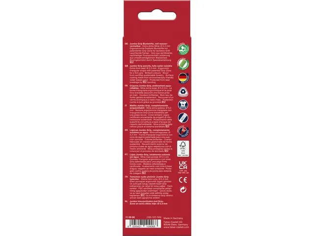 Kleurpotlood Faber-Castell Jumbo GRIP etui à 6 stuks