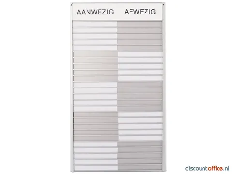 In-uit Bord 20 Namen Aluminium Aan/afwezigheidsbord Wit