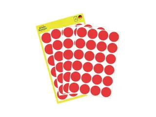 Etiket Avery Zweckform 3004 Rond Ø18mm Rood 96 Stuks - 1
