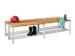 banc double,LxP 2000x740mm,barrettes en bois hêtre,piètement RAL7035