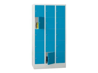 lockerkast,HxBxD 1850x900x500mm,3x5vakken,RAL7035,front RAL5012 - 2