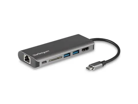 USB-C Multiport Adapterdraagbaar USB-C dock met 4K HDMI GbE en SD