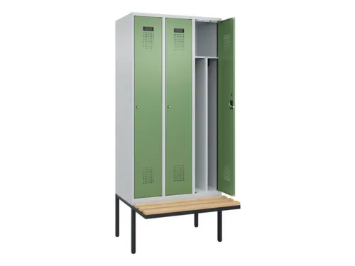 locker met bank,voor scheiding van kleding,HxBxD 2120x900x815mm,3vak