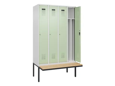locker met bank,voor scheiding van kleding,HxBxD 2120x1200x815mm,4vak