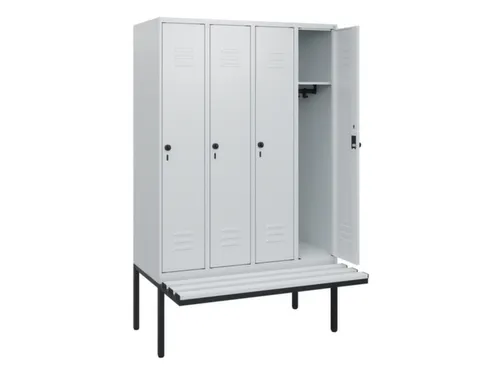 locker met bank,HxBxD 1950x1200x815mm,4vak,vak B 300mm,draaigrendel