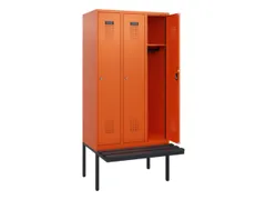 locker met bank,HxBxD 1950x900x815mm,3vak,vak B 300mm,cilinderslot