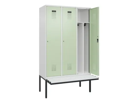 locker met bank,voor scheiding van kleding,HxBxD 2120x1200x815mm,3vak