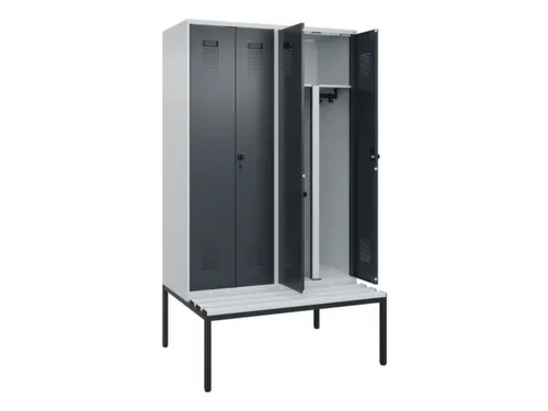 PBM-locker met bank,HxBxD 2120x1200x815mm,4vak,vak B 300mm