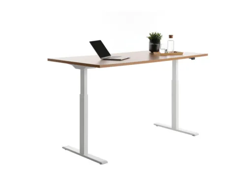 Elektrisch ihv bureau,HxBxD 700-1200x1600x800mm,blad beuken,T-voet wit