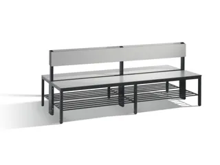 omkleedbank,HxLxD 796x2000x760mm,HPL zilvergrijs,frame staal RAL7021 - 1