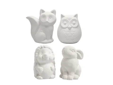 Dierenspaarpot Creativ Company terracotta 4 stuks uil, vos, haas en eg