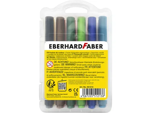 Viltstiften Eberhard Faber Jumbo 2mm 12 kleuren in kunststof etui