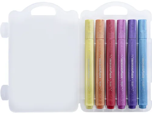 Viltstiften EFA Jumbo 2mm 6 glitter kleuren in kunststof etui