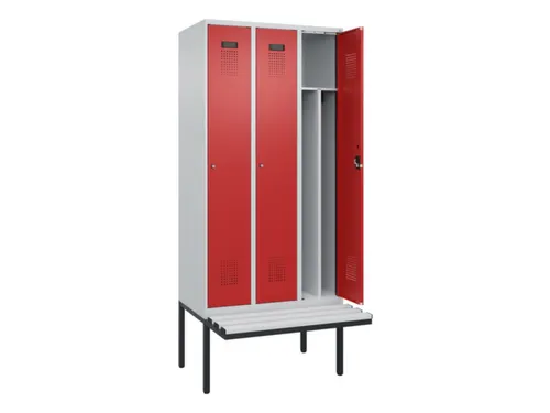 locker met bank,voor scheiding van kleding,HxBxD 2120x900x815mm,3vak
