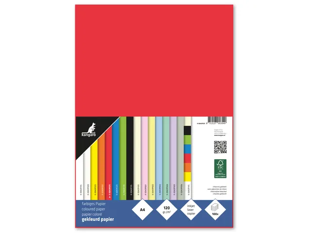 papier Kangaro A4 120 gram pak a 100 vel rood