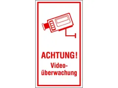 waarschuwingsetiket,Let op! Videobewaking,PVC,rood/wit,om te verlijmen