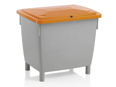 Zoutbak 400L H X L X B 775X 790X 605Mm Hdpe Grijs Deksel Oranje