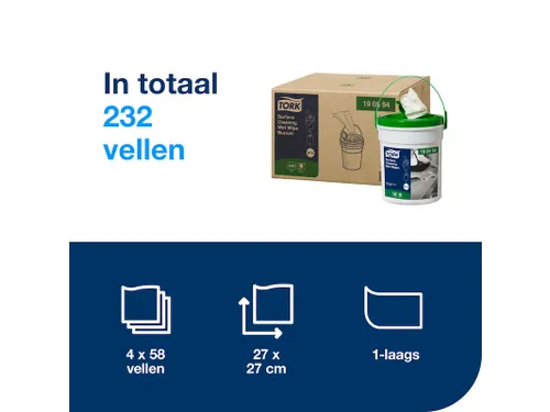 Reinigingsdoekjes Tork 190594 Surface W15 sterke textuur wit