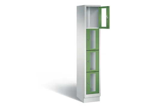 Lockerkast 1800x320x500mm 1x4 vakken Cilinderslot, Sokkel, RAL6011