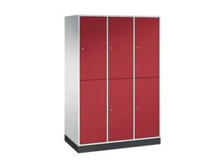 Dubbeldekse garderobekast,RAL 7035/RAL 3003,HxBxD 1950x1220x600mm - 2