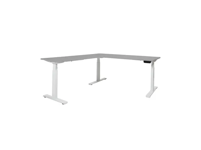 Elektrisch Hoekbureau Dextro Plus 160x200cm Frame Zwart Blad Grijs