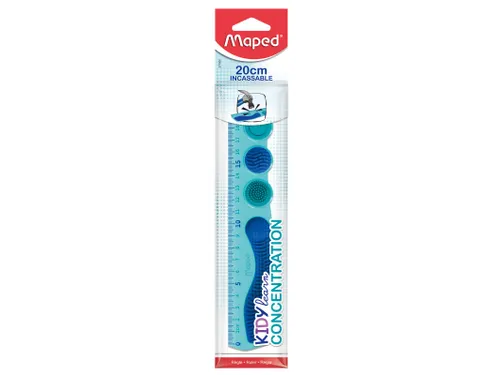 Liniaal Maped Kidy Learn Concentration 20 cm Blauw in zakje