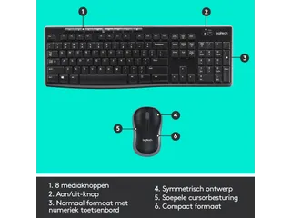 Logitech C270-webcam en MK270 draadloze toetsenbord- en muiscombinatie - 6