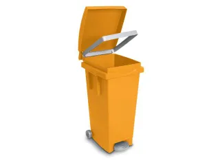 Pedaalemmers Kunststof 80 Liter 790x370x510mm Verrijdbaar Geel - 1
