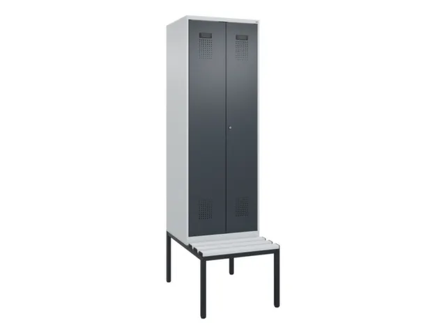 locker met bank,voor scheiding van kleding,HxBxD 2120x600x815mm,2vak