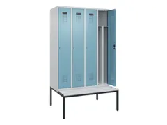locker met bank,voor scheiding van kleding,HxBxD 2120x1200x815mm,4vak