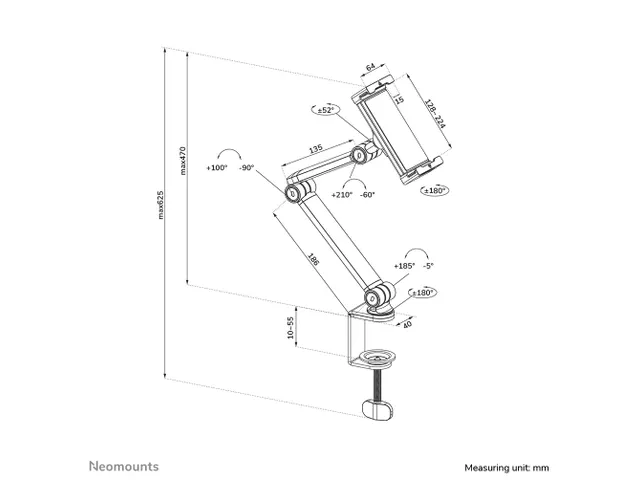 Neomounts DS15-545WH1 Support pour tablette à pince pour bureau - 4.7