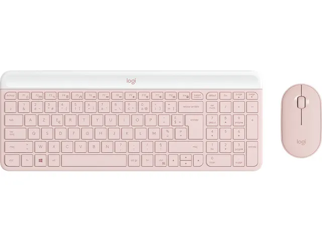 Logitech MK470 Slim Combo, Mini, Draadloos, RF Draadloos, AZERTY, Roze