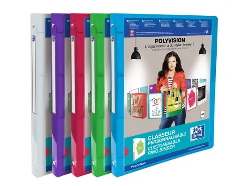 Presentatieringband Oxford Polyvision A4 4-rings O-mech 20mm assorti