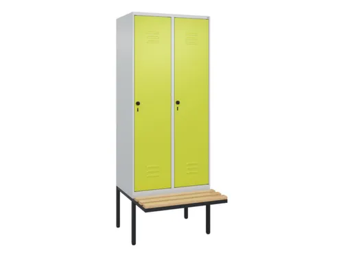 locker met bank,HxBxD 2120x800x815mm,2vak,vak B 400mm,draaigrendel