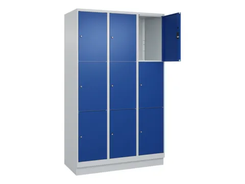 lockerkast,HxBxD 1950x1200x500mm,3x3vakken,vak B 400mm,cil.-slot