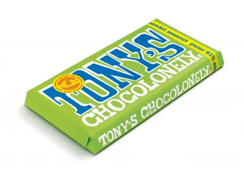 Chocolade Tony's Chocolonely reep 180gr puur amandel zeezout