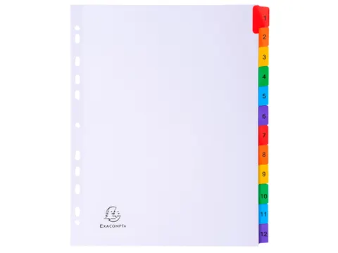 Tabblad Karton 160 Gram A4 + index 12 tabs wit