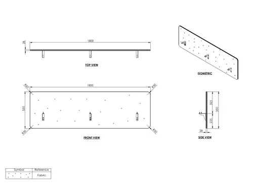 Opzetwand tbv zit-sta werkplek 180x80cm Zwart