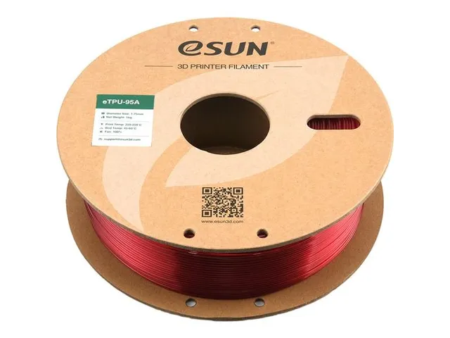 3D Printer Filament eTPU-95A eSun 1,75mm Transparant Rood 1kg