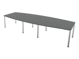 vergadertafel,HxBxD 740x3600x1400mm,vatvormig,MS-donkergrijs