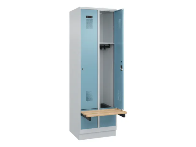 locker met bank,HxBxD 1950x600x815mm,2vak,vak B 300mm,cilinderslot