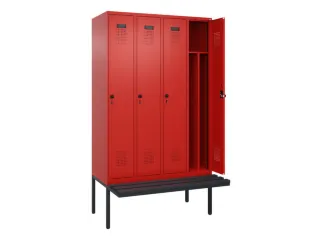 locker met bank,voor scheiding van kleding,HxBxD 2120x1200x815mm,4vak - 1