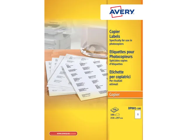 Etiket Avery DP001-100 210x297mm Kopieren wit 100 Stuks