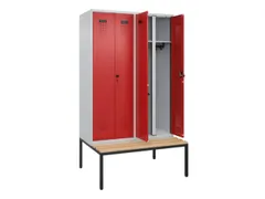 locker met bank,voor scheiding van kleding,HxBxD 2120x1200x815mm,4vak
