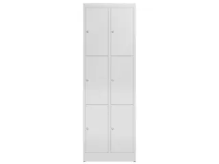 Lockerkast 1800x590x500mm 2x3 vakken cilinderslot, sokkel, RAL7035 - 2