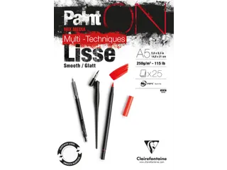 Tekenblok Clairefontaine Paint On A5 glad 25 vel 250gr wit - 2