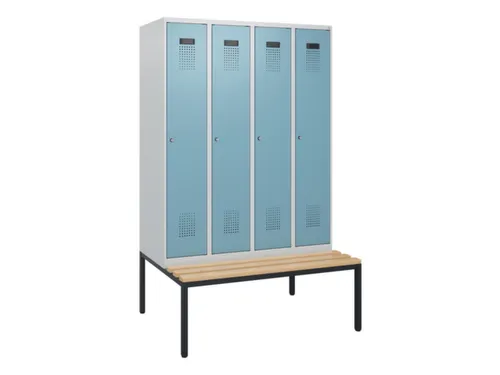 locker met bank,HxBxD 1950x1200x815mm,4vak,vak B 300mm,cilinderslot