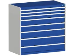 Ladekast 1200x1300x650mm 8 Laden staal lichtgrijs gentiaanblauw