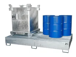 opvangbak,v. 2xIBC/10x200l vaten,opvangvol. 1000l